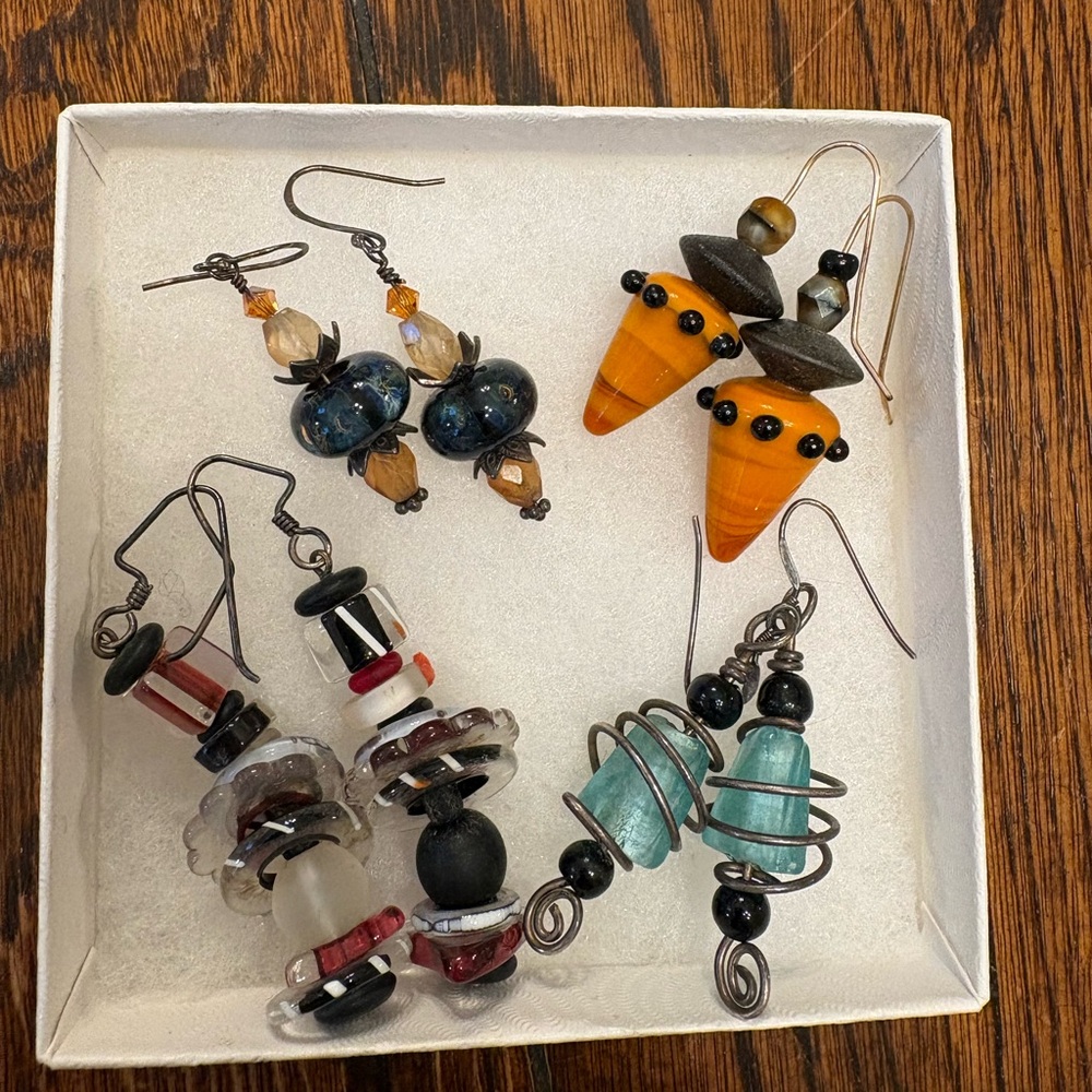 Handcrafted Multicolor Beaded Earrings Set